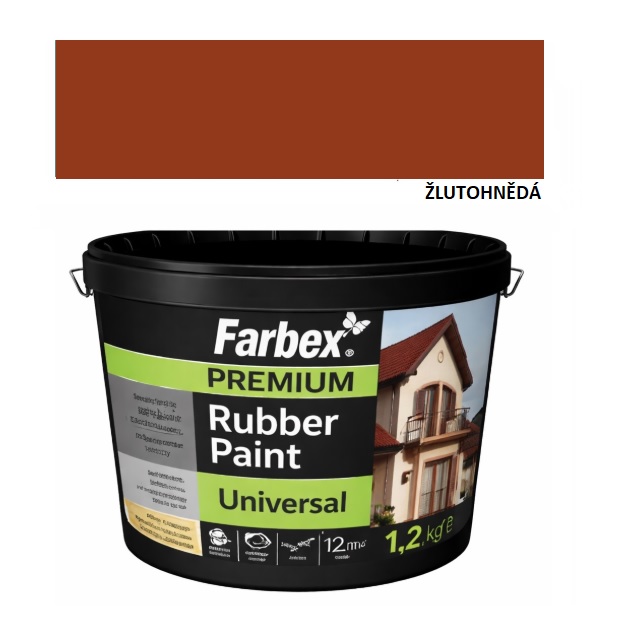 Farbex Premium Universal 3,5kg Žlutohnědá – univerzální elastická gumová barva pro interiér i exteriér