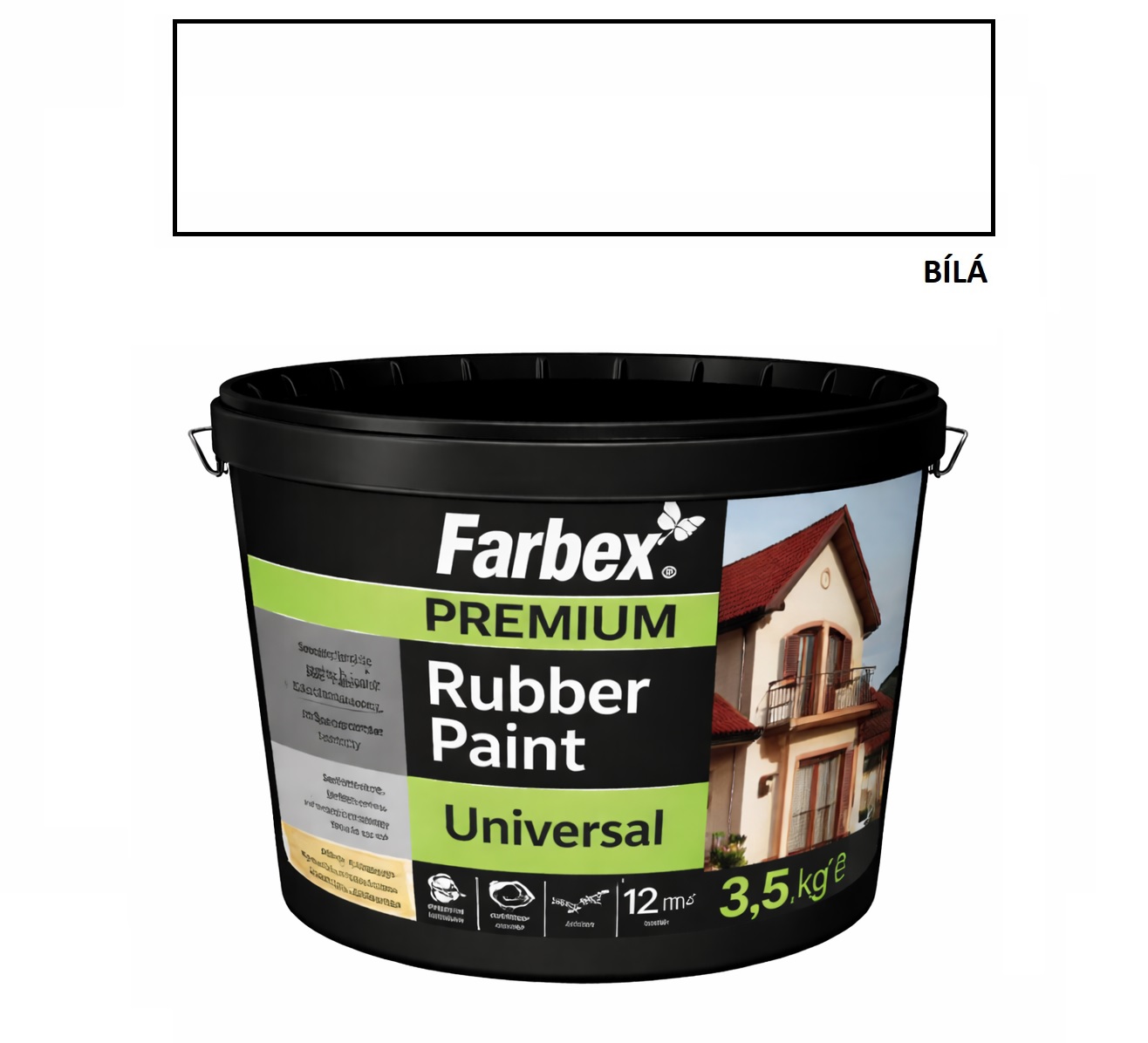 Farbex Premium Universal 3,5kg Bílá – univerzální elastická gumová barva pro interiér i exteriér