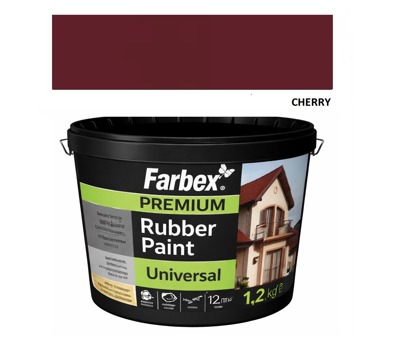Farbex Premium Universal 1,2kg Cherry – univerzální elastická gumová barva pro interiér i exteriér
