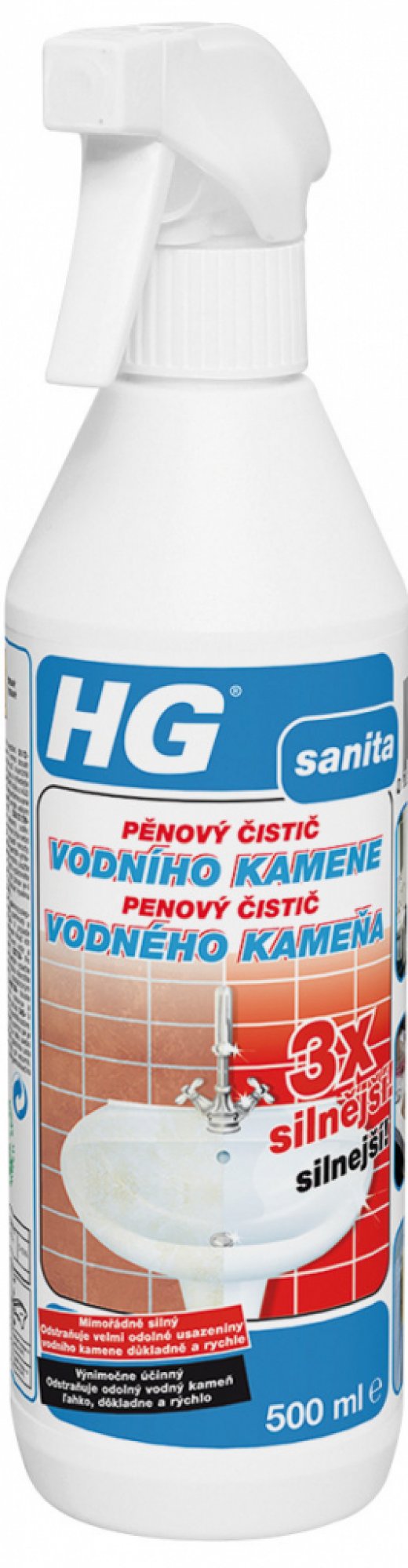 HG pěnový čistič vodního kamene 3x silnější 500 ml
