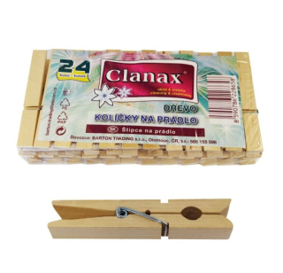 Kolíčky 24ks dřevěné prádelní CLANAX