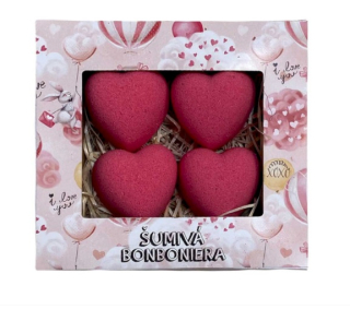 Dárková sada šumivá bonboniera 4x30g - srdce
