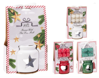 Aromalampa 80x80mm + vosk stromeček, hvězda, srdíčko mix barev