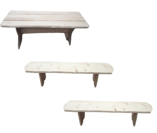 DZ-SERVICE Zahradní souprava velká I – stůl velký a dvě lavice bez opěradla (vše masiv) ZNM-070, bez povrchové úpravy